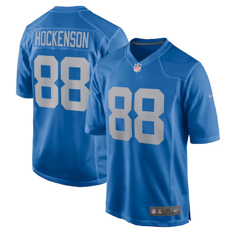 Men Detroit Lions #88 T.J. Hockenson Nike Blue Game Player NFL Jersey